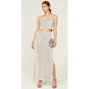 RTR size 6 Third Form heavy metal knit silver flowy thin strap crop top metallic